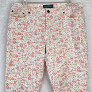Lauren Ralph Lauren Floral Modern Straight Ankle Jeans Womens Size 14 Multicolor